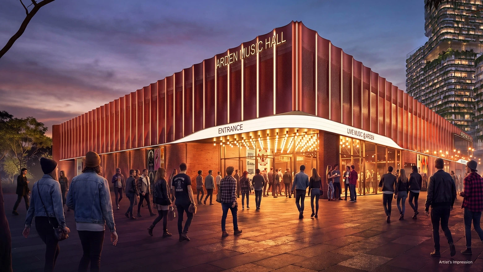 Artist's impression of the live music venue at Arden Central